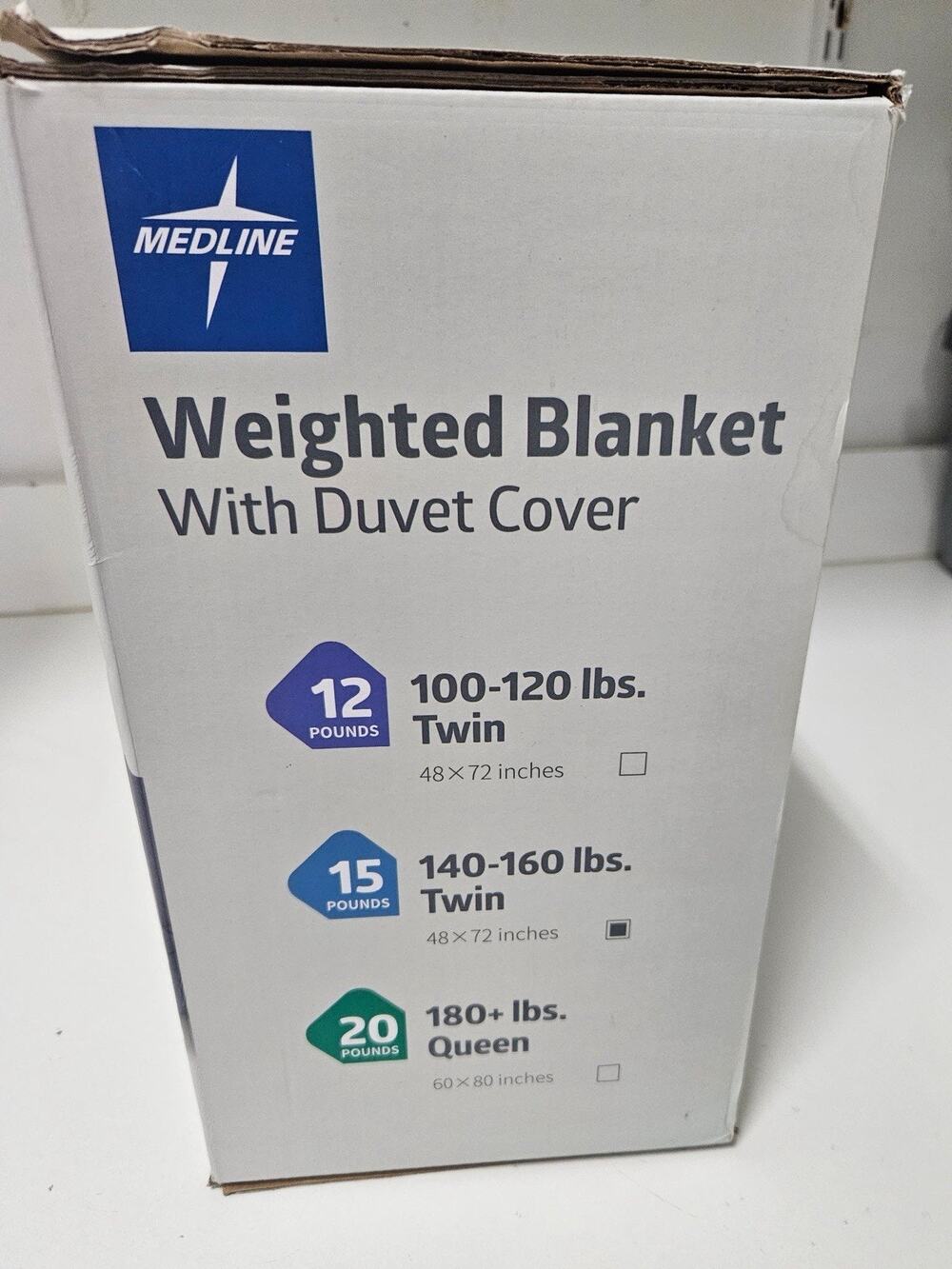 Medline Weighted Blanket48x72 15lb Gray 1Ct